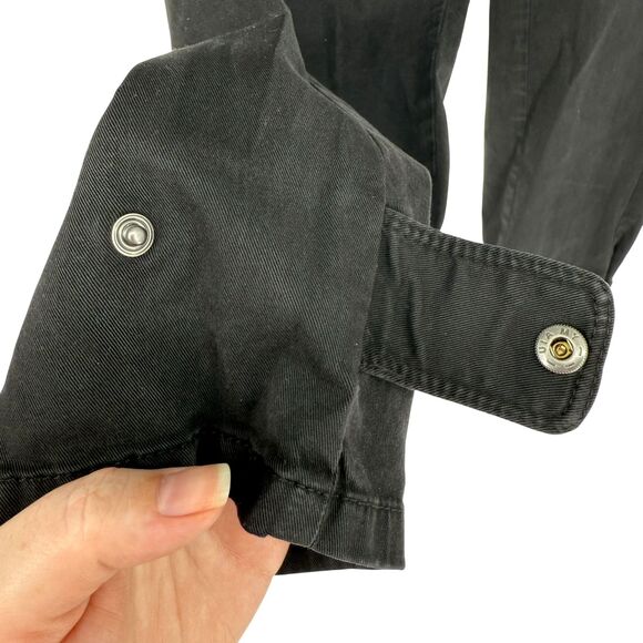 J. Jill Black Cargo Pants Size 12 Cotton Stretch Tapered Snap Ankle Tab 5 Pocket - Picture 9 of 13